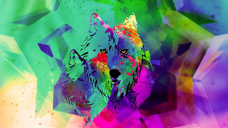 lobo pintura abstracta papel pintado digital, lobo, Fondo de pantalla HD
