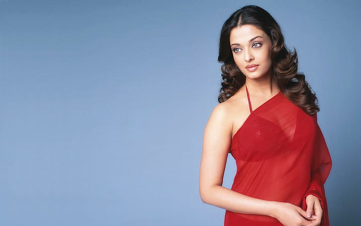 ايشواريا راي ساري أحمر شفاف ، شفاف ، ساري ، ايشواريا ، ممثلة هندية، خلفية HD