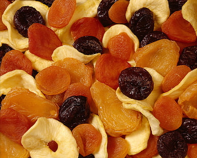 포도와 오렌지 과일, 말린 살구, 건포도, 말린 과일, 배경, HD 배경 화면 HD wallpaper