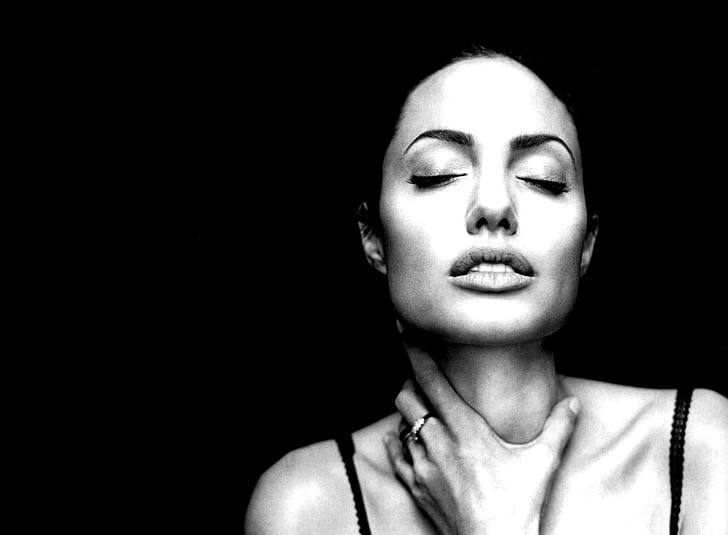 Angelina Jolie Black And White Portrait  Photoshoot, HD wallpaper