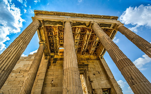 acropolis, ancient, archeology, athens, columns, greece, greek, monument, parthenon, ruin, temple, HD wallpaper HD wallpaper