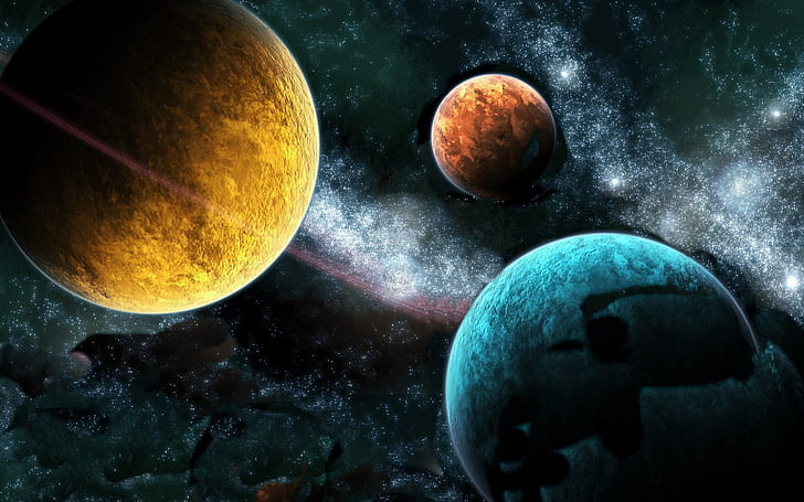 Different colors of the three planets, Different, Colors, Three, planet, HD wallpaper