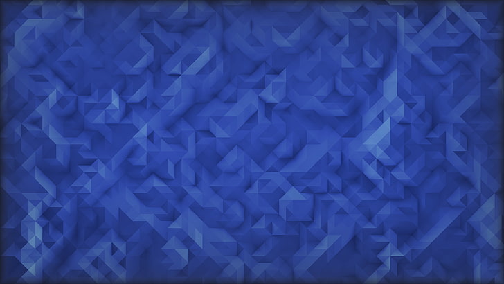 синие цифровые обои, цифровое искусство, низкополигональная, минимализм, 2D, треугольник, простой, абстрактный, синий фон, текстура, HD обои