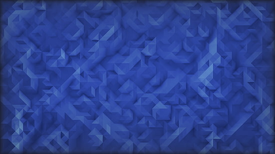 синие цифровые обои, цифровое искусство, низкополигональная, минимализм, 2D, треугольник, простой, абстрактный, синий фон, текстура, HD обои HD wallpaper