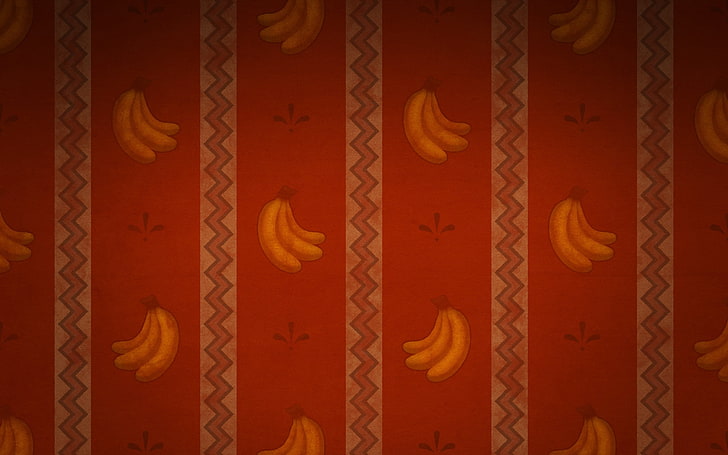 red wallpaper, surface, patterns, bananas, line, texture, HD wallpaper