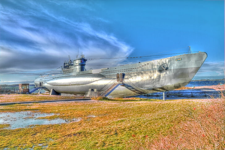 армия, облака, трава, памятники, небо, подводные лодки, typ, u-995, vii-c, HD обои