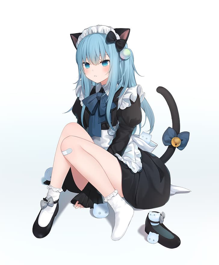 anime, anime girls, cat girl, Amashiro Natsuki, cat ears, maid outfit, HD wallpaper