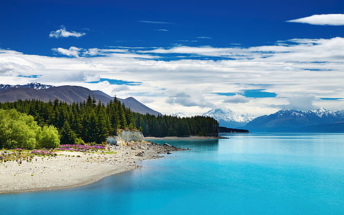 Mount Cook And Lake Pukaki, Selandia Baru Beautiful Hd Desktop Wallpaper, Wallpaper HD HD wallpaper