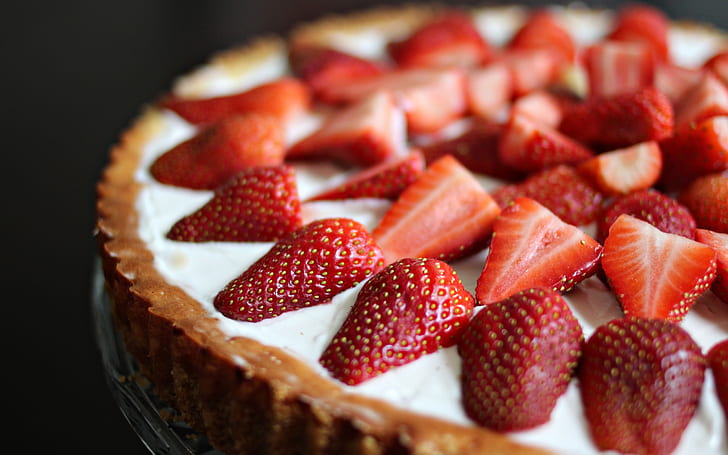 Dessert, cake, strawberries, Dessert, Cake, Strawberries, HD wallpaper