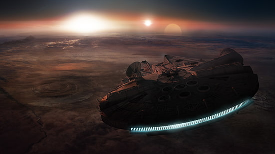 Papel pintado redondo de la nave espacial, Star Wars, Halcón Milenario, Fondo de pantalla HD HD wallpaper