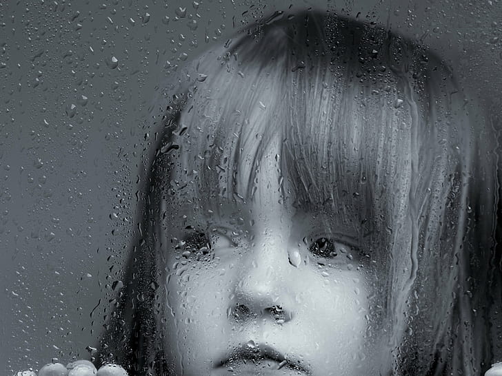 niña cara triste, rostro humano, personas, mojado, una persona, lluvia, caucásico, Fondo de pantalla HD