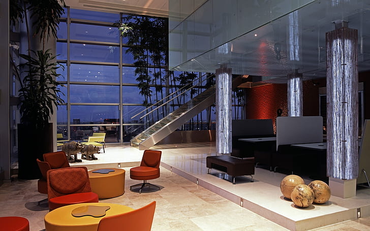 Area Lounge Modern, sofa, kursi berlengan, furnitur, desain rumah, Wallpaper HD