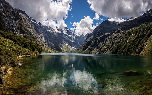 Природные красоты Горное озеро Мэриан Новая Зеландия HD обои, HD обои HD wallpaper
