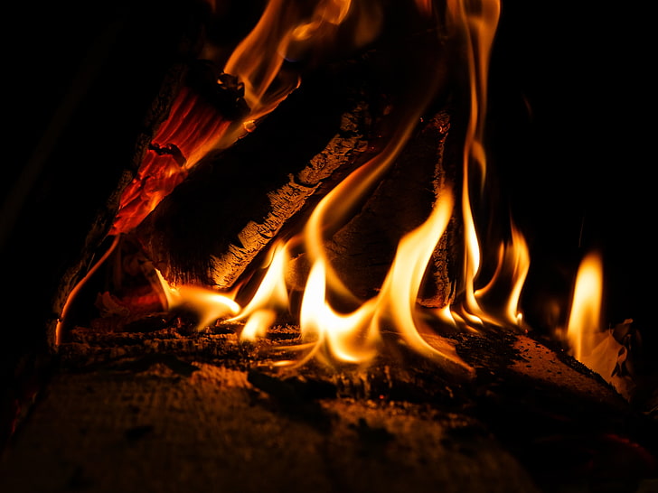 bonfire illustration, fire, flame, coals, ash, HD wallpaper