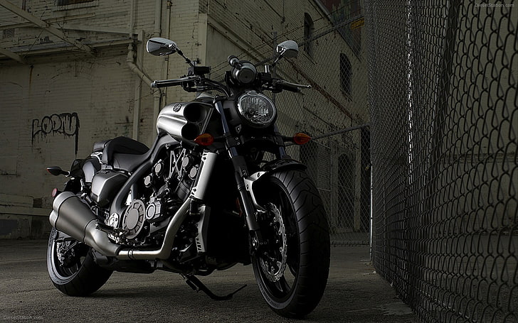 2009 Yamaha VMAX Bikes, black chopper motorcycle, Motorcycles, Yamaha, mountain wallpapers, HD wallpaper