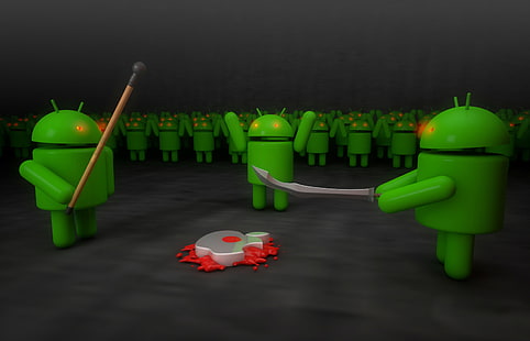 D Android 7, играчка с лого на Android, Компютри, Android, зелено, компютър, 3d, HD тапет HD wallpaper