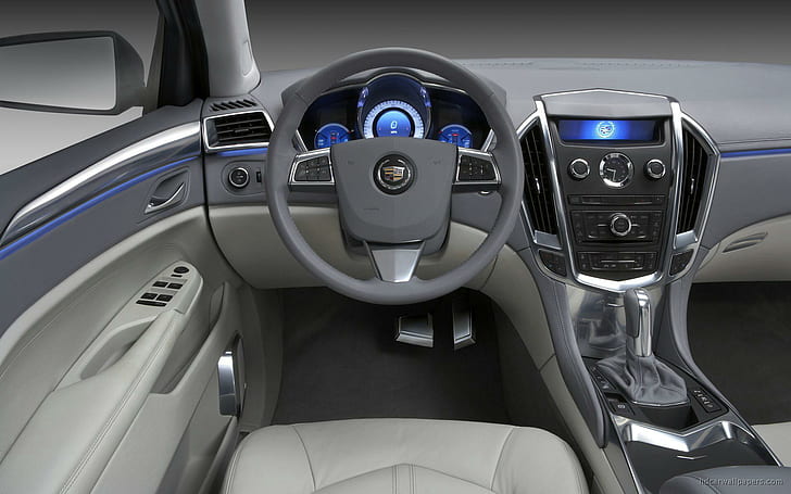 Cadillac Provoq Concept Wnętrze, czarna kierownica samochodu, wnętrze, koncepcja, cadillac, provoq, samochody, Tapety HD