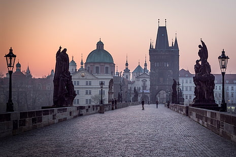 براغ ، جمهورية التشيك جسر تشارلز ، براغ ، جمهورية التشيك جسر تشارلز ، برج ، قبة، خلفية HD HD wallpaper