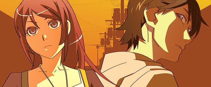 Monogatari-Serie, Araragi Koyomi, Senjougahara Hitagi, Anime, Anime-Mädchen, Anime-Jungen, HD-Hintergrundbild