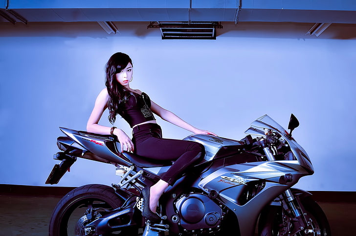 Honda, motorcycle, Asian, women, model, fireblade, Honda CBR, HD wallpaper