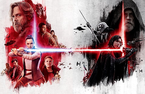 Star Wars den sista jedi-affischen, Star Wars: The Last Jedi, Rey, Kylo Ren, 2017, Key art, HD, 5K, HD tapet HD wallpaper