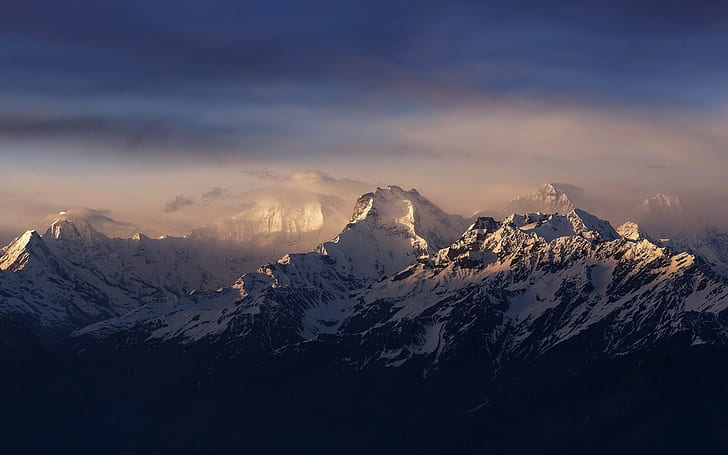 montanhas, monte everest, himalaia, paisagem, montanha nevada, HD papel de parede