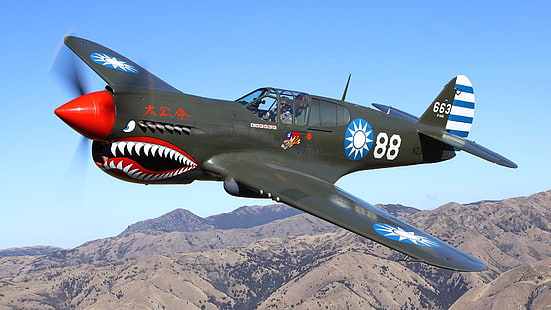 самолети военен изтребител Втората световна война warbird curtiss p40 1920x1080 самолети военни, HD тапет HD wallpaper
