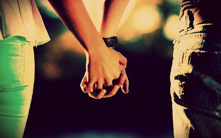 sepasang kekasih berpegangan tangan, Wallpaper HD