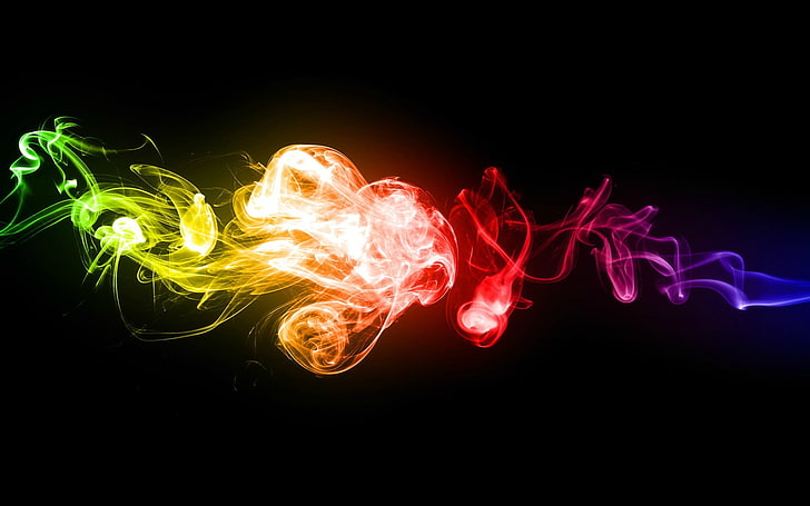 illustration de fumée de couleur arc-en-ciel, résumé, spectre, coloré, murmure, fumée, Fond d'écran HD