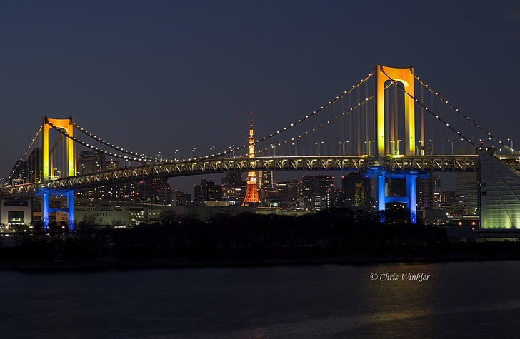 Ponte do arco-íris de Tóquio à noite, Ásia, Japão, Cidade, Noite, Sony, Paisagem urbana, Tóquio, Odaiba, Leica, Alfa, minatoku, ponte de arco-íris, ilce7r, elmaritm9028, HD papel de parede
