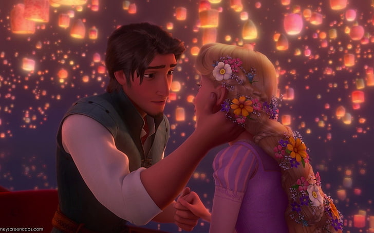 Enredados, Rapunzel, amor, luces, Fondo de pantalla HD