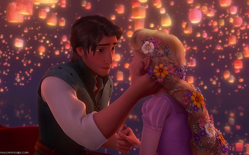 Aggrovigliato, Rapunzel, amore, luci, Sfondo HD HD wallpaper