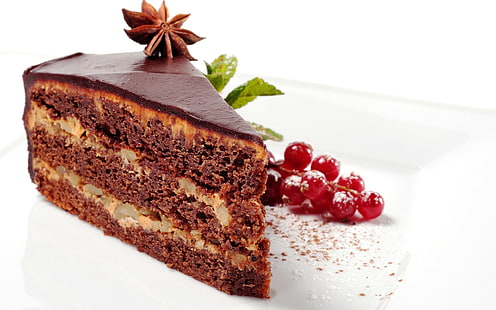 chocolate cake, dessert, cake, pastry, sweet, HD wallpaper HD wallpaper