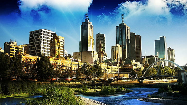 Melbourne Here I Come, city scape, lovely, cool, fascinating, blue, awesome, beauty, animals, HD wallpaper
