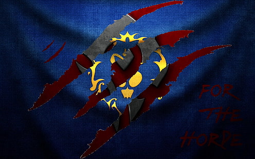 World of Warcraft, Alliance, horde, flag, banner, claw marks, graffiti, vandalism, HD wallpaper HD wallpaper