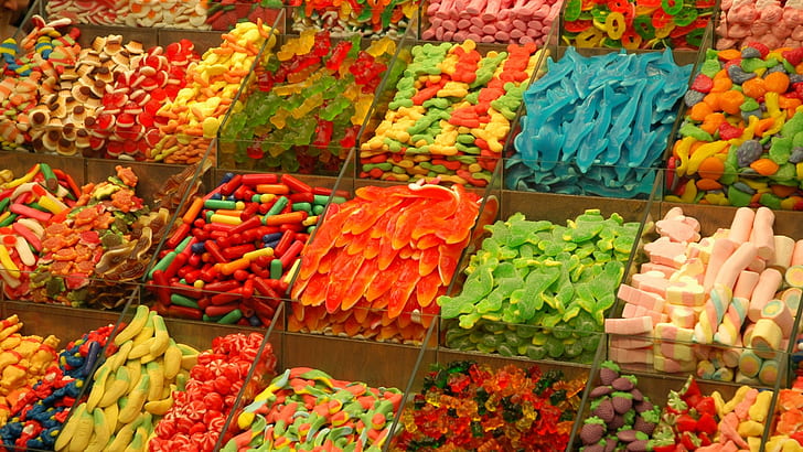 candy lot, food, sweets, HD wallpaper