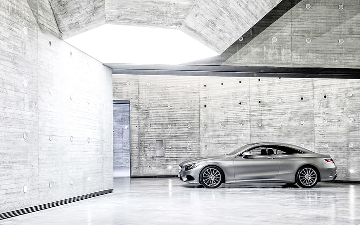 Mercedes-Benz, Auto, Machine, Mercedes, Silver, Coupe, The room, Side view, S-Class, HD wallpaper