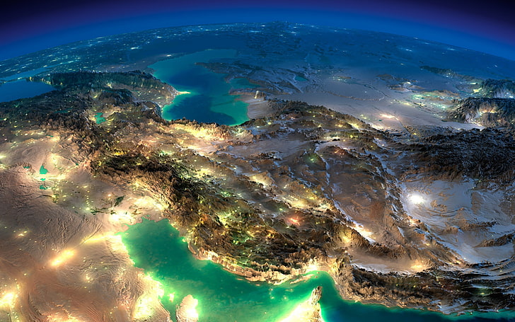 Iran, night, space, HD wallpaper