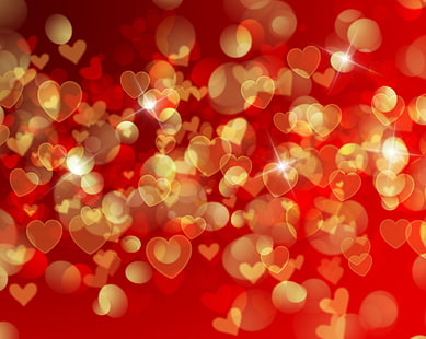hearts, red, love, background, romantic, bokeh, Valentine's Day, HD wallpaper HD wallpaper