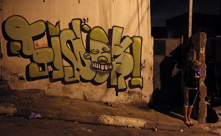 cidade, favela, grafite, rua, paredes, HD papel de parede