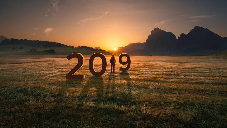 2019、新年、ho、フィールド、山、ドロマイトアルプス、セイザーアルム、アルペディシウージ、ドロマイト、アルプス、イタリア、高山草原、草原、高原、 HDデスクトップの壁紙