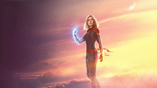 Brie Larson como Capitán Marvel, Capitán, Marvel, Brie, Larson, Fondo de pantalla HD HD wallpaper