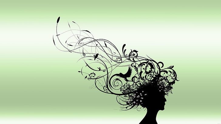 art, woman, graphic design, silhouette, graphics, illustration, hair, hairstyle, abstract art, HD wallpaper