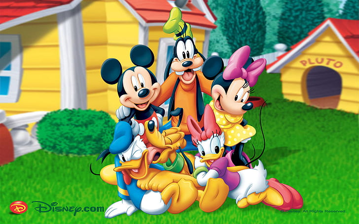 Mickey Mouse com amigos fundo, HD papel de parede