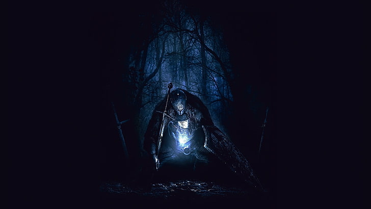 person kneeling on forest digital wallpaper, Dark Souls, Dark Souls II, HD wallpaper