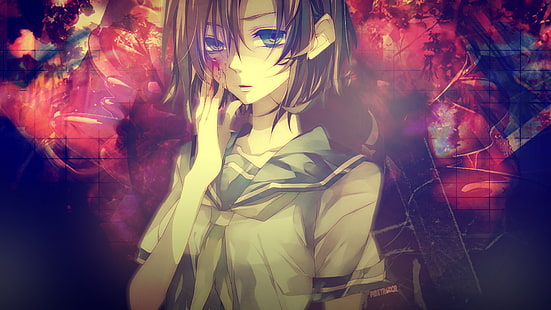 Anime Mädchen, Schuluniform, emotionslos, Anime, HD-Hintergrundbild HD wallpaper