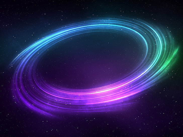 round purple and green illustration, space, HD wallpaper