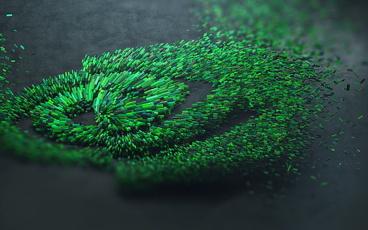 planta de hoja verde y negra, Nvidia, verde, logo, Fondo de pantalla HD
