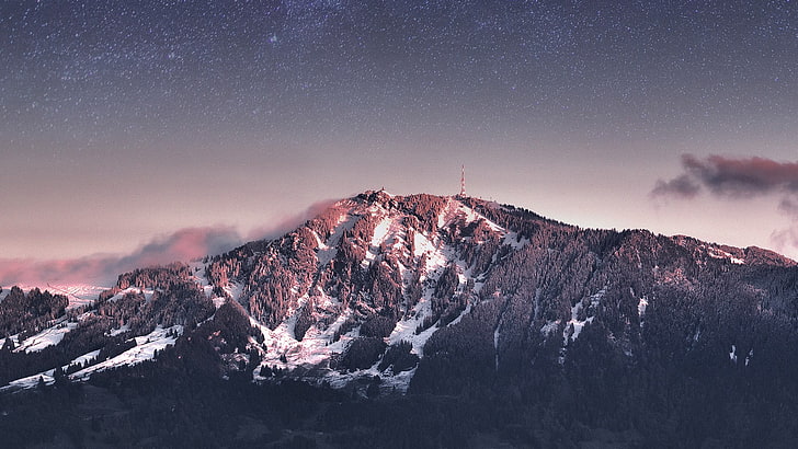 茶色の山、自然、山、雪、 HDデスクトップの壁紙