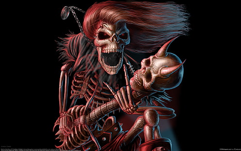 scheletro che suona chitarra illustrazione, musica, chitarra, concerto, rock, musicista, Sfondo HD HD wallpaper